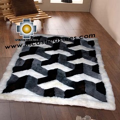 baby alpaca geometric fur rug Andean Mirror